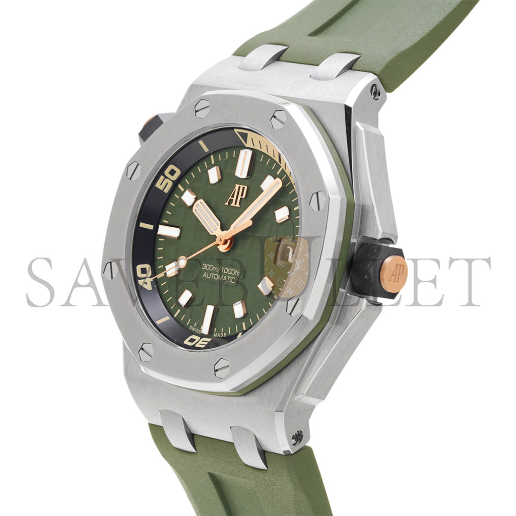 AUDEMARS PIGUET ROYAL OAK OFFSHORE 42 DIVER STAINLESS STEEL GREEN DIAL WATCH 15720ST.OO.A052CA.01